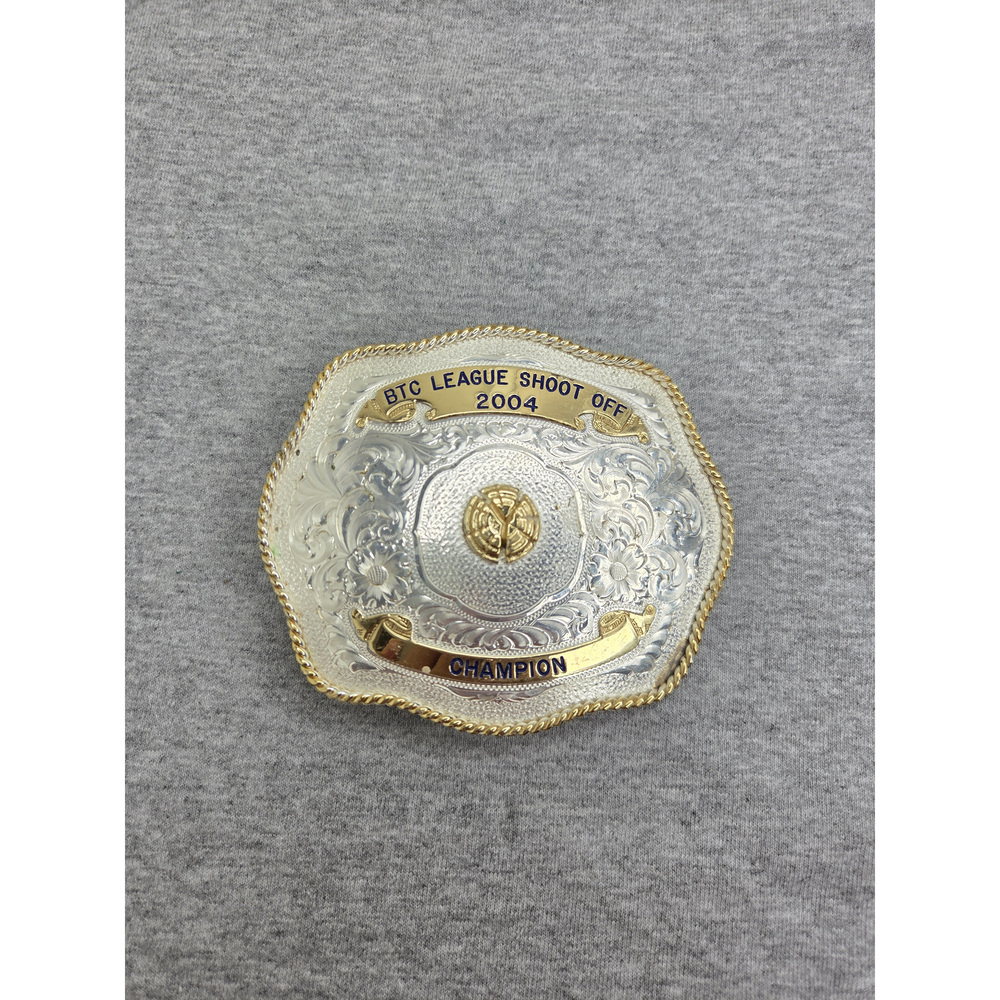 Vintage 2004 Trapshooting Clay Pigeon Shoot Off Champion Trophy Belt Buckle